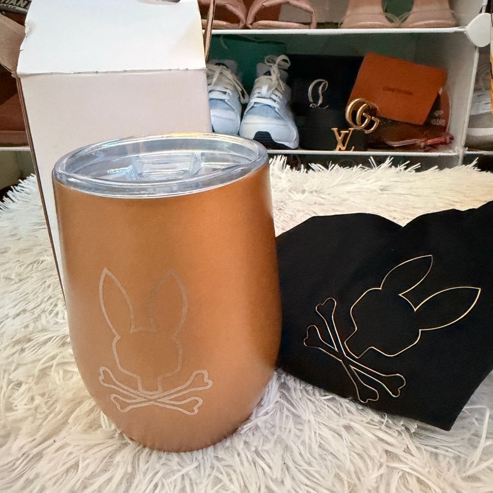 Psycho Bunny Insulated Wine Tumbler with Black Velvet Bag NWT limited edition